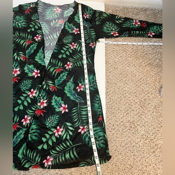 Tropical Mesh bathing suit Cover long sleeve open front Women’s 36” bust - Picture 4 of 10